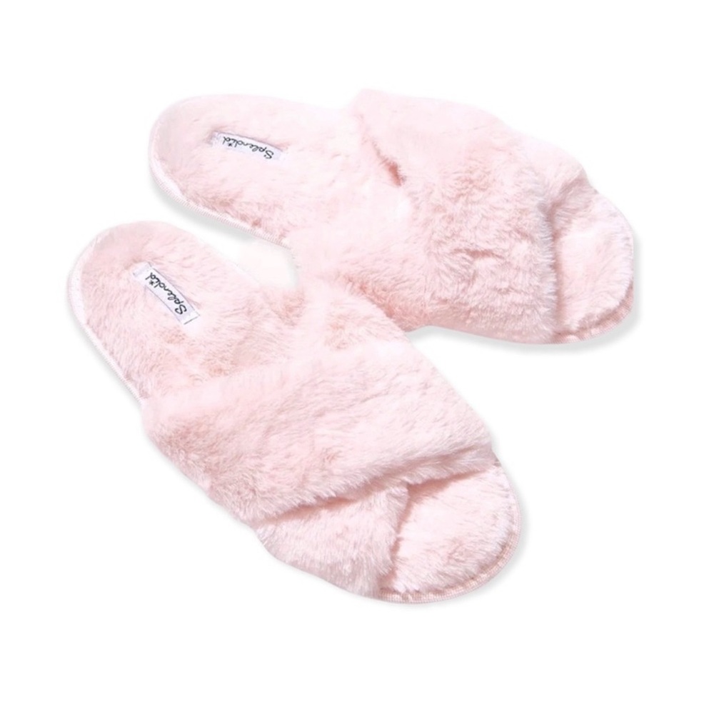 NEW Splendid Slippers Super Plush Faux Fur Criss Cross*